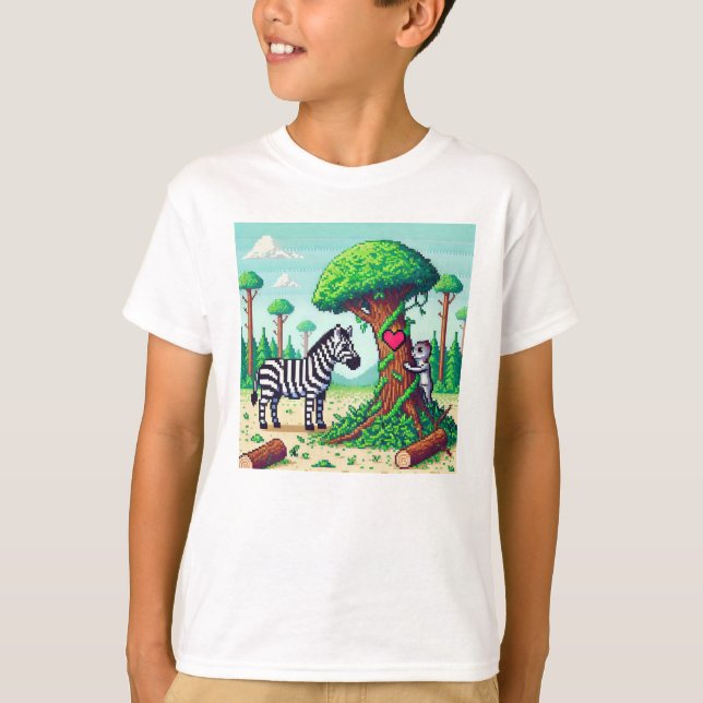Camiseta Pixel Friends: Forest Protection (costelas) #11 (Frente)