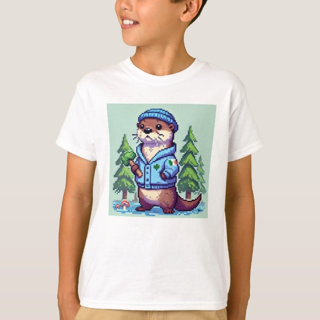 Camiseta Pixel Friends: Forest Protection (lontra) #19 (Frente)