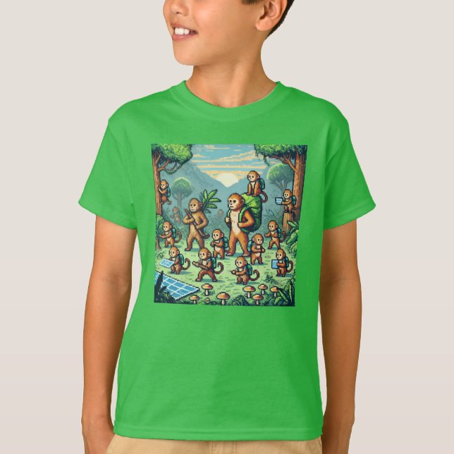 Camiseta Pixel Friends: Forest Protection (macacos) #05 (Frente)