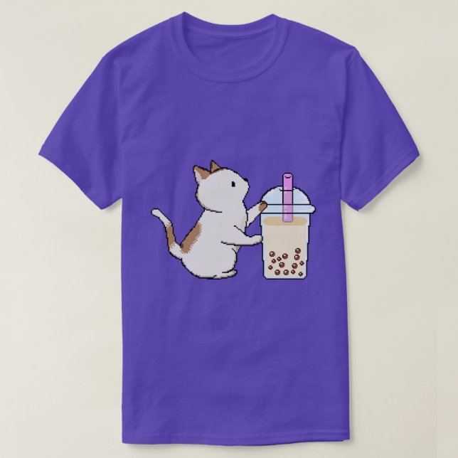 Camiseta Pixel Gatinho ama Boba Tea (Frente do Design)