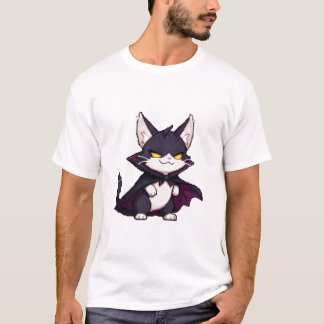 Camiseta Pixel Gato Drácula – Gato Vampiro Fofo e Presunços