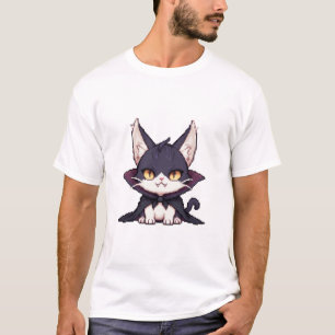 Camiseta Pixel Gato Drácula – Gato Vampiro Fofo em 8-Bit