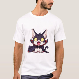 Camiseta Pixel Gato Drácula – Vampiro Fofo Chocante Gato 8-