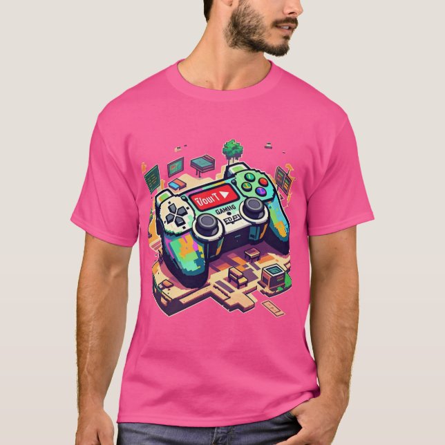 Camiseta Pixel Meltdown: Isometri de Jogos e Educação de 16 (Frente)