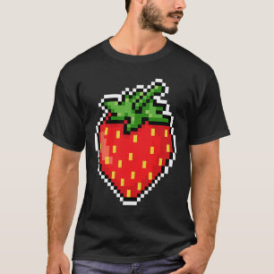 Camiseta Pixel Morango Videogame de 80 Halloween 