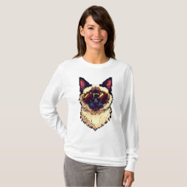 Camiseta Pixel Paws do Gato Siamês