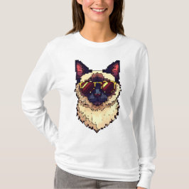 Camiseta Pixel Paws do Gato Siamês