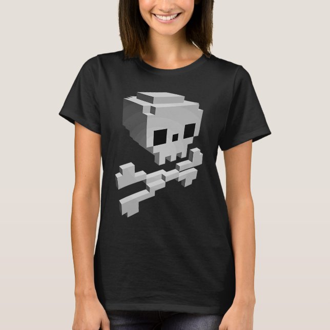 Camiseta Pixel Pirate Skull & Crossbones Jolly Roger (Frente)