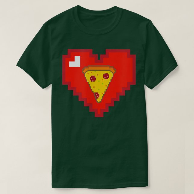 Camiseta Pixel Pizza Heart 80s Video Game Love 13282855 (Frente do Design)