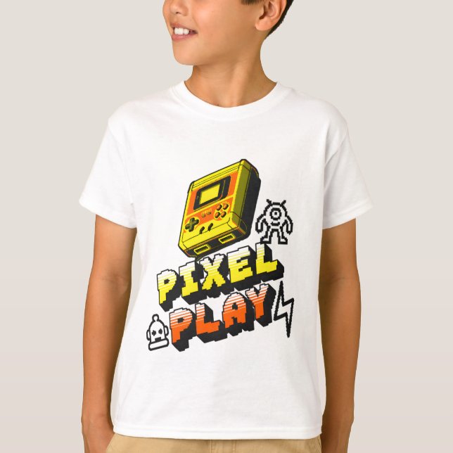 Camiseta "Pixel Play: Gráfico engraçado do jogo retrô (Frente)