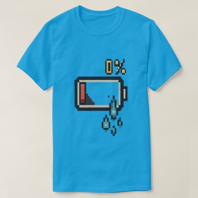 Camiseta Pixel Power Outbreak: 0% Vibes de Energia (Frente do Design)