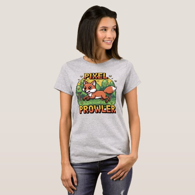 Camiseta Pixel Prowler - Raposa Pulando De 16 Bits (Frente Completa)