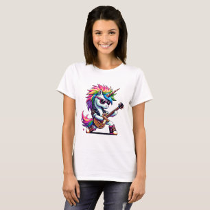 Camiseta Pixel Punk Rock Unicorn