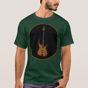 Camiseta Pixel queimando guitarra no cu preto