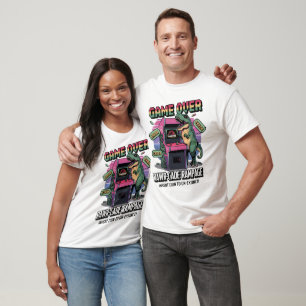 Camiseta Pixel Rawr-cade Rampage: O Reboot do T-Rex
