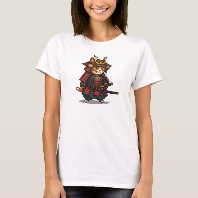 Camiseta Pixel Samurai Cat (Frente)