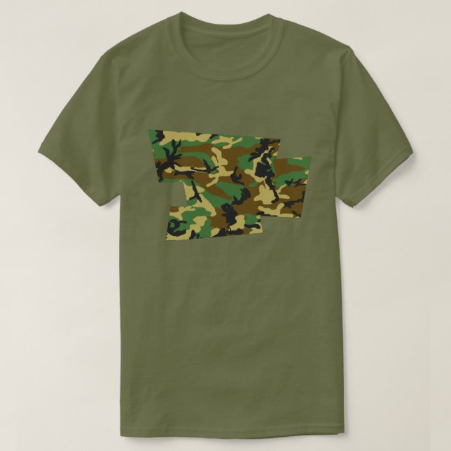 Camiseta Pixel soprado do padrão Woodland Camo (Frente do Design)