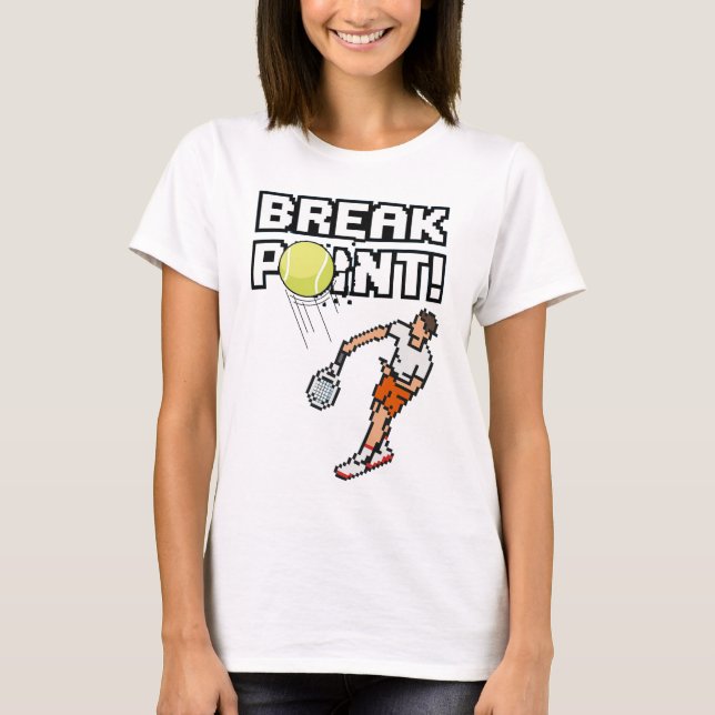 Camiseta Pixel Sport Retro Tênis "Ponto de Interrupção!" Ca (Frente)
