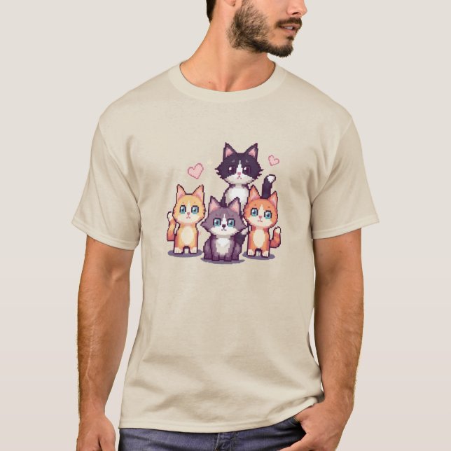 Camiseta Pixelated Colorful Kitties  (Frente)