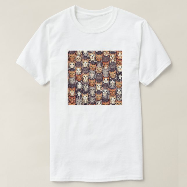 Camiseta Pixelated Digital Colorful Cats (Frente do Design)