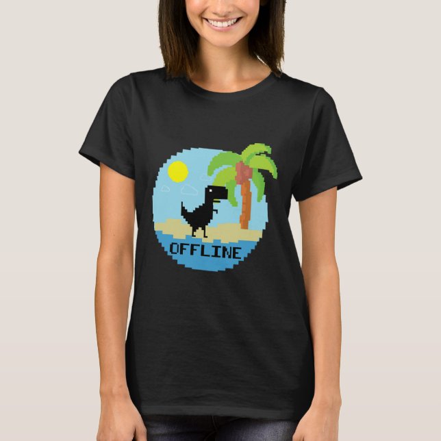 Camiseta Pixelated Dinosaur Vacation Tech Enthusiasts Coder (Frente)