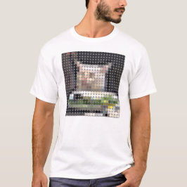 Camiseta pixeldot de memória de gato de mesa