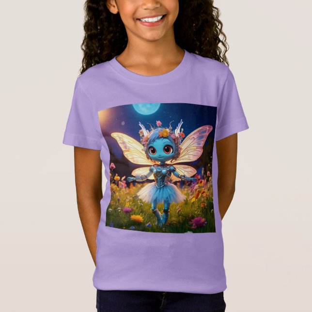Camiseta Pixie Robot Ballerina Dança nas Flores Selvagens (Frente)