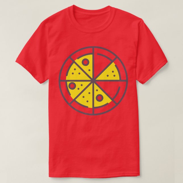 Camiseta Pizza 6 Fatias Queijo Pepperoni Engraçado Geométri (Frente do Design)