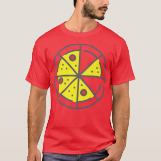 Camiseta Pizza 6 Fatias Queijo Pepperoni Engraçado Geométri