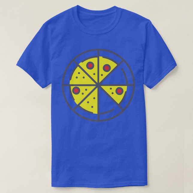 Camiseta Pizza 6 Fatias Queijo Pepperoni Engraçado Geométri (Frente do Design)