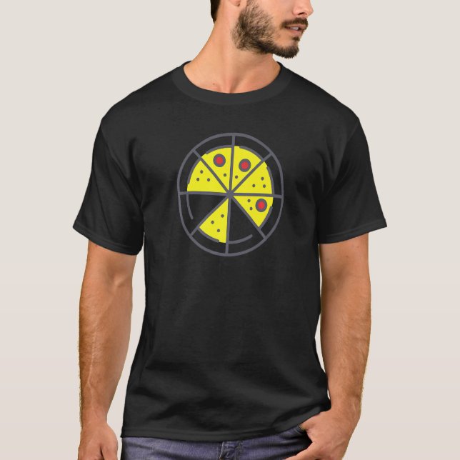 Camiseta Pizza 6 Slices Cheese Pepperoni Funny Geometric Fo (Frente)