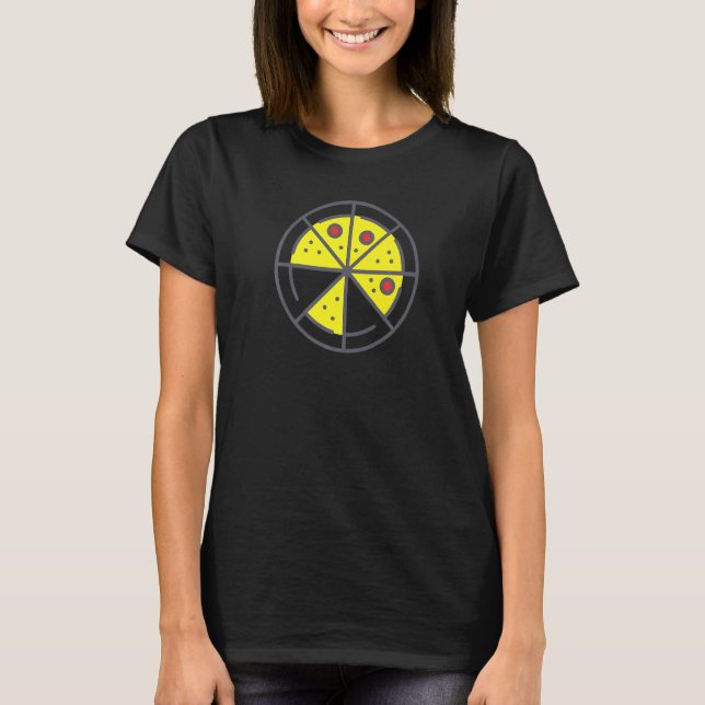Camiseta Pizza 6 Slices Cheese Pepperoni Funny Geometric Fo (Frente)