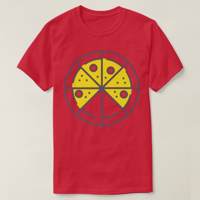 Camiseta Pizza 6 Slices Cheese Pepperoni Funny Geometric Fo (Frente do Design)