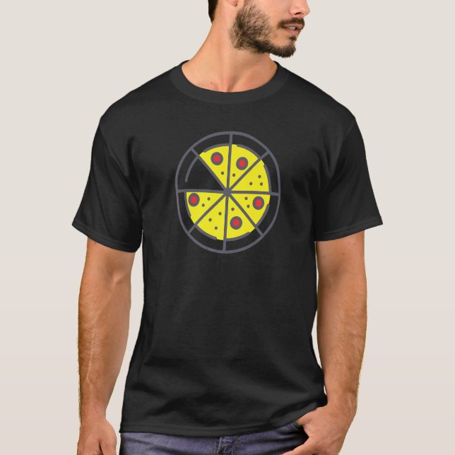Camiseta Pizza 7 Fatias Queijo Pepperoni Engraçado Geométri (Frente)