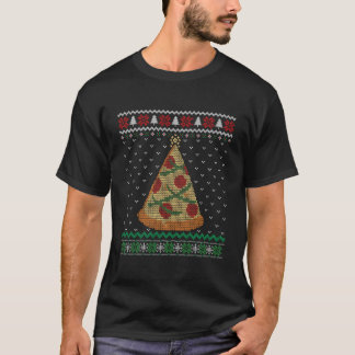 Camiseta Pizza Árvore de Natal Engraçado Luzes de Natal Men