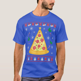 Camiseta Pizza Árvore de Natal Feia Suor de Natal Engraçado