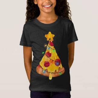 Camiseta Pizza Árvore de Natal Luzes Merry Xmas Crustmas Bo