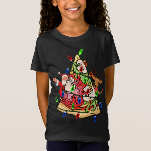 Camiseta Pizza Árvore Natal Luzes Santa Claus rena X