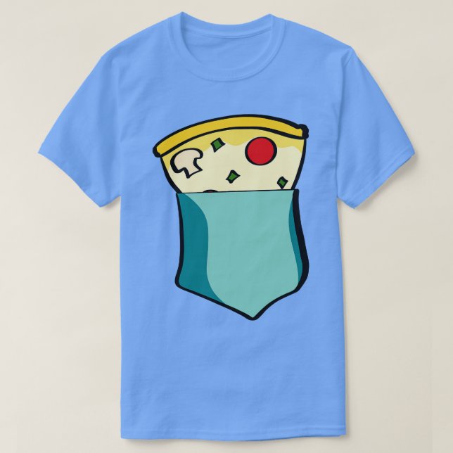 Camiseta Pizza Bag Pocket Fast Comida Engraçado Presente (Frente do Design)