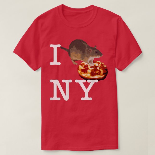Camiseta Pizza Bagel Rat I Love New York Ny Funny 14342978 (Frente do Design)