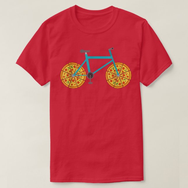 Camiseta Pizza Bike Wheels Engraçado Comida de bicicleta T- (Frente do Design)