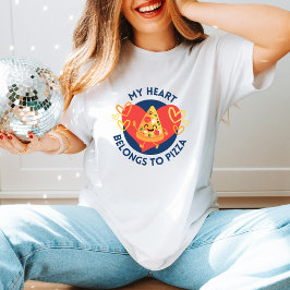 Camiseta Pizza Bonita Adora Presente Anti-Dia de os namorad