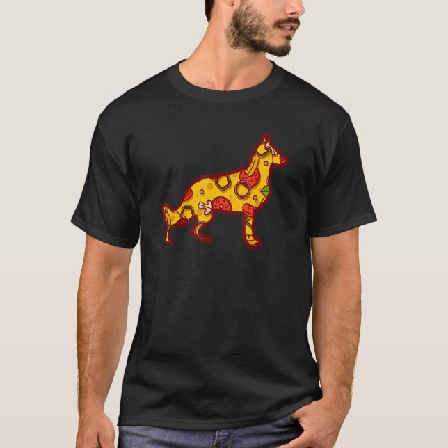 Camiseta Pizza Cão Pizza German shepherd Cão (Frente)