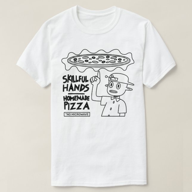 Camiseta Pizza caseira com mãos hábeis (Frente do Design)