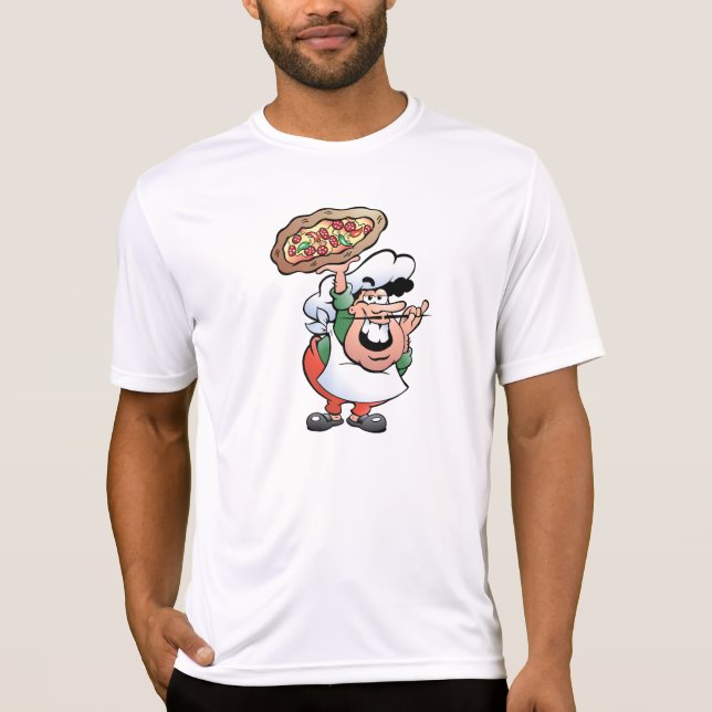 Camiseta Pizza Chef Italiano Desenho Animado Clássico (Frente)