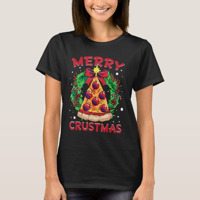 Camiseta Pizza Christmas Tree Balls Xmas Men Boys Crustmas (Frente)