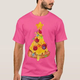 Camiseta Pizza Christmas Tree Lights Merry Xmas Crustmas Bo