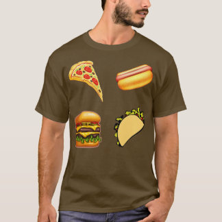 Camiseta Pizza com palheta de Comida rápida Burger de cacho