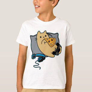 Camiseta Pizza Comendo Cabeçalho de Gâmero e Pad