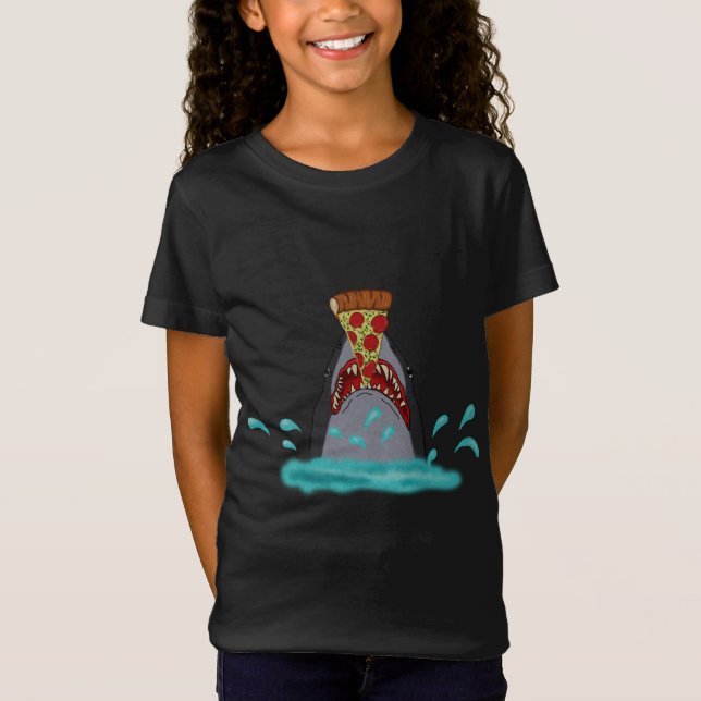 Camiseta Pizza Comendo Tubarão Engraçado, Pizza Lover (Frente)
